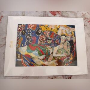 Vibrant Abstract Art Print with Gold Accents by Gustav Klimt